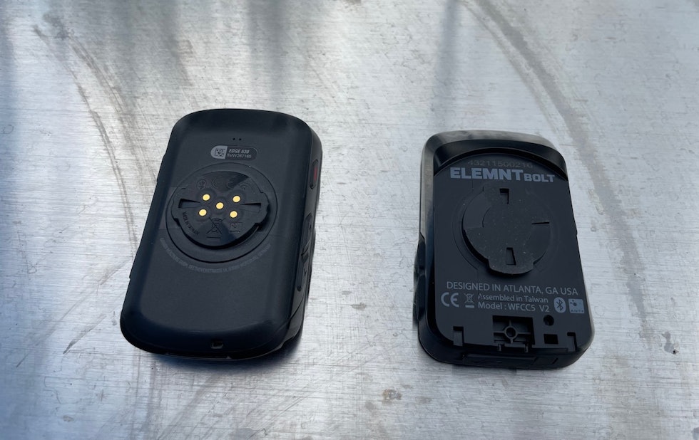 IKKE LIKE: Du kan ikke feste Wahoo-computeren i Garmin-fester og motsatt. Wahoo Elemnt Bolt V2