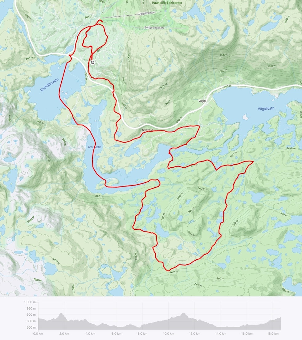 GRÅVÆRSTUR: GPS-data fra lørdagens tur på Haukeli Fatbike Haukeli