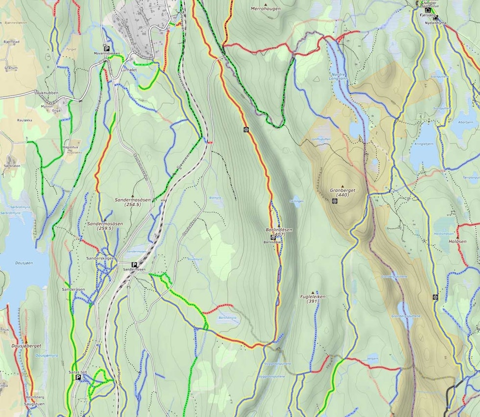 FLERE MULIGHETER: Barlindåsen utenfor Oslo gir deg flere turmuligheter, og god utsikt i en pause. Foto: Skjermdump Mtbmap.no stisykling oslo barlindåsen tips