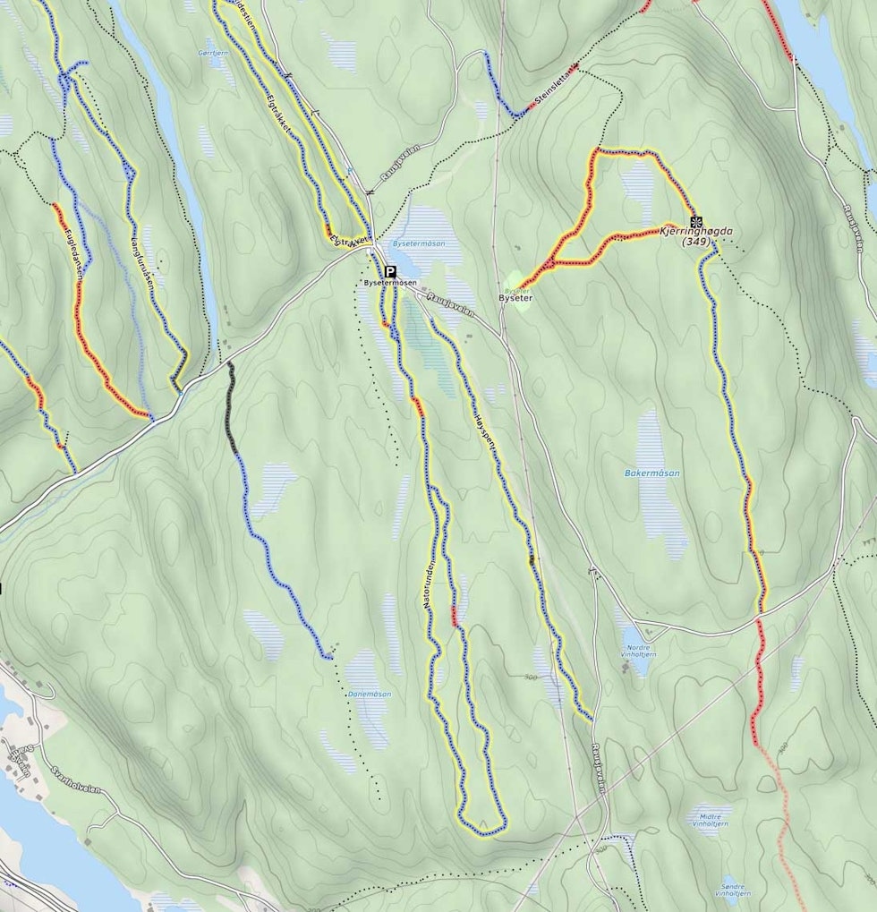 FIN UTSIKT: Få steder i Øsmarka får du så bra utsikt som fra branntårnet på Kjerringhøgda. Foto: Skjermdump Mtbmap.no stisykling oslo østmarka tips