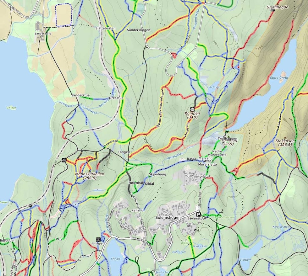 KAMPEN: Her får du både utsikt, og bratt og krevende stisykling. FOTO: Skjermdump mtbmap.no stisykling kampen oslo
