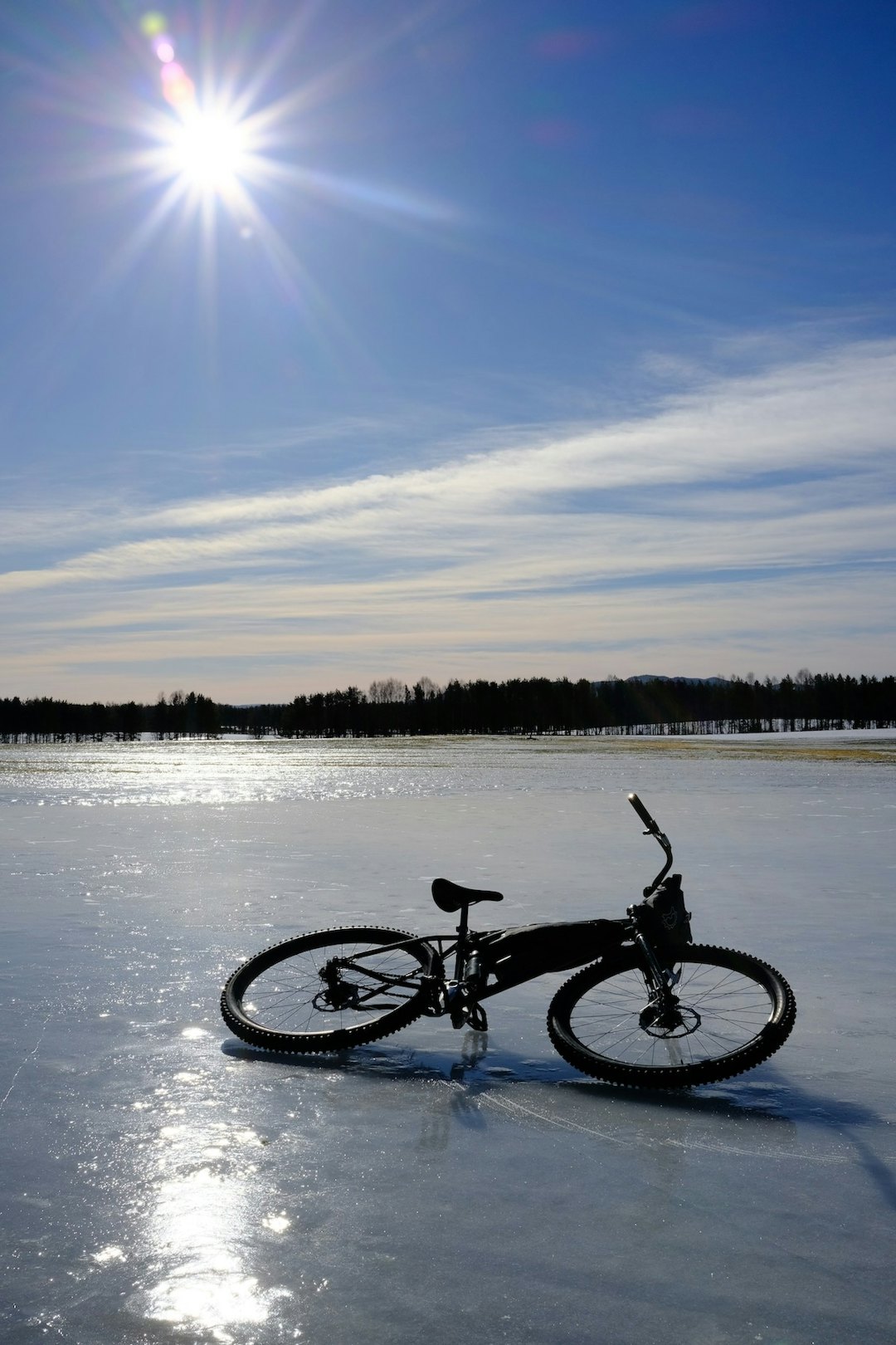 UTSIKT: Det var lite å utsette på omgivelsene på helgas piggdekk-tur i Svartholtet i Elverum. Foto: Fredrik Steenberg Thompson Utsikt vintersykling i Svartholtet i Elverum