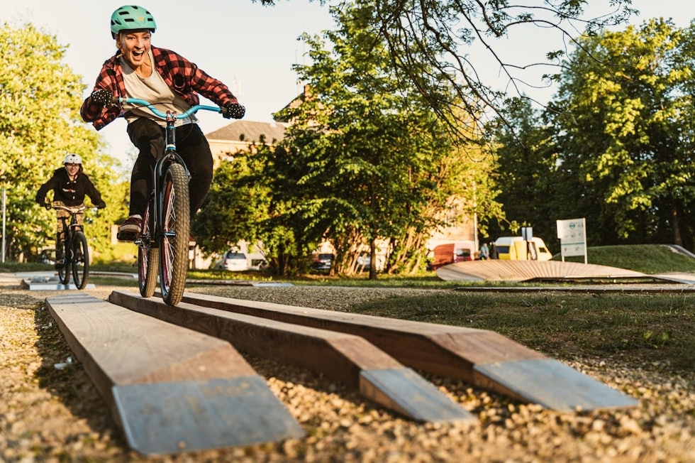SKILLSPARK: Ferdighetsløype blir en del av Harstad Bike Park. Foto: Velosolutions Ferdighetsløype Harstad Bike Park