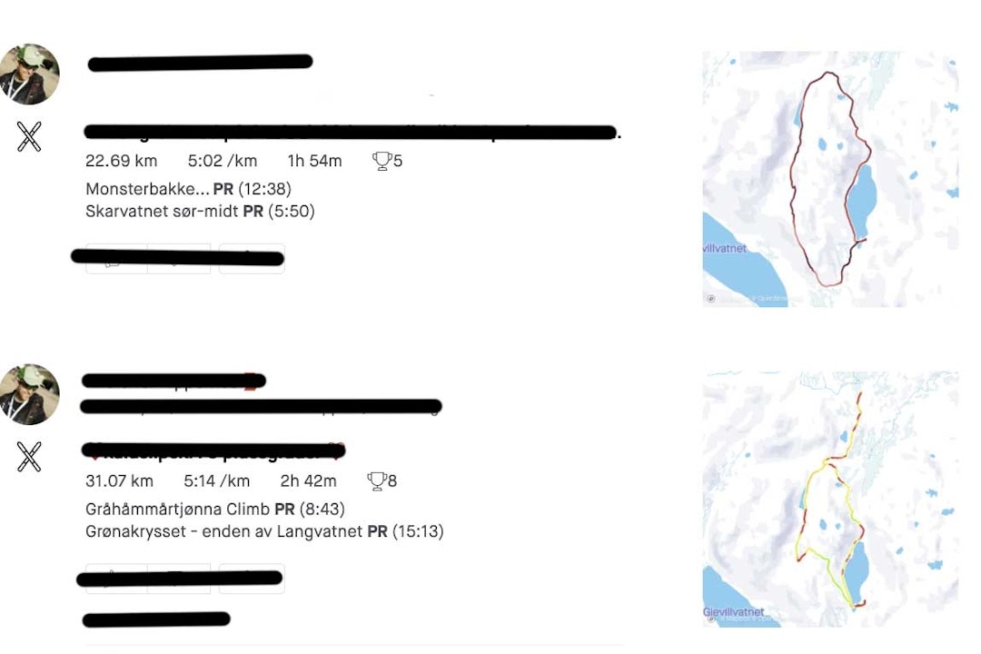 STRAVA-KART: Med ny funksjonalitet kan du på ulike måter vise hvordan treningsøkta gikk for seg. Foto: Skjermdump strava speedmap heartratemap