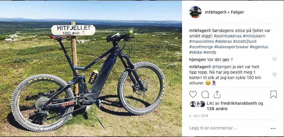 HEKTA: Ole Christian Fagerli ble tidlig hektet på elsykkel. Foto: Skjermdump Instagram HEKTA: Ole Christian Fagerli ble tidlig hektet på elsykkel. Foto: Skjermdump Instagram