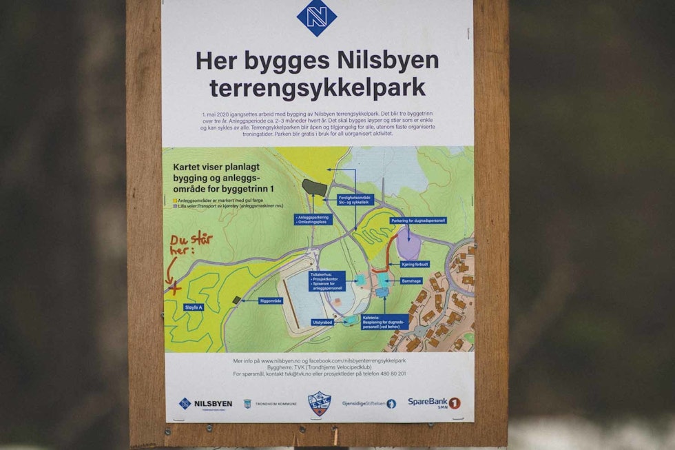 BYGGETRINN: Denne sommeren skal det første byggetrinnet stå klart, men det er laget planer for flere stier. Foto: Kristoffer H. Kippernes nilsbyen sykkelpark trondheim
