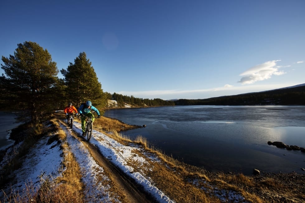 FINE FORHOLD: Knallharde stier gir godt grep og raskt føre. Foto: Kristoffer H. Kippernes stisykling vinter
