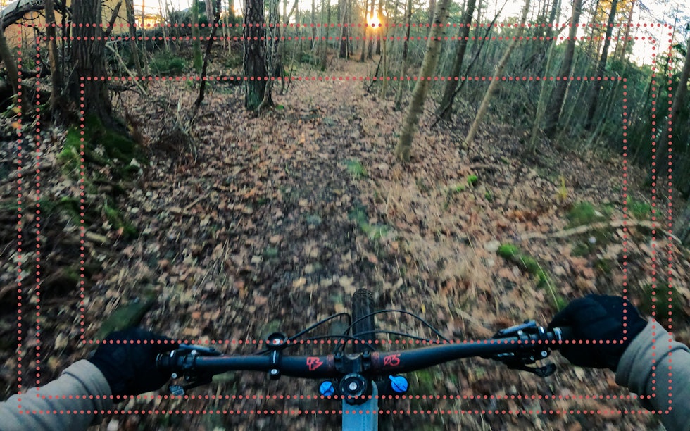 VID TIL BRED: Et omtrentlig estimat på hvor de ulike brennviddene begrenser seg fra Superview, Wide, Linear til Narrow. Bilde: Christian Nerdrum GoPro vidvinkel Superview