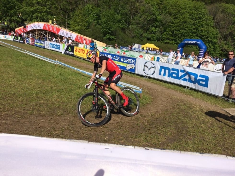 BESTE U23-RITT: Tredjeplassen i Albstadt i 2016 var Andreassens beste verdenscupplassering som U23-syklist. Foto: Øyvind Aas Simon Andreassens