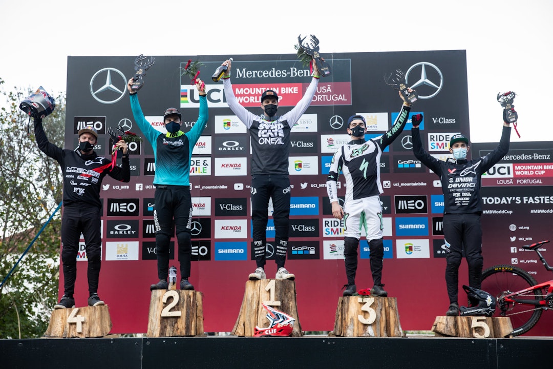SEIER NR 22: Greg Minnaar tok sin 22. verdenscupseier i Lousa i Portugal. Foto: UCI Pallen for herrene i Lousa