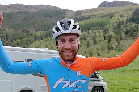 REKORD: Vidar Mehl syklet 767 kilometer på 24 timer og slo gjeldende rekord med 27 kilometer. Foto: Margrethe Mehl Vidar Mehl syklet 765 kilometer på 24 timer