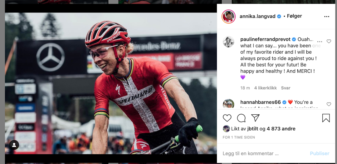 HELT: Annika Langvad har vært et forbilde for mange i terrengsykkelsporten. Nå legger hun opp. Annika Langvad - Instagram