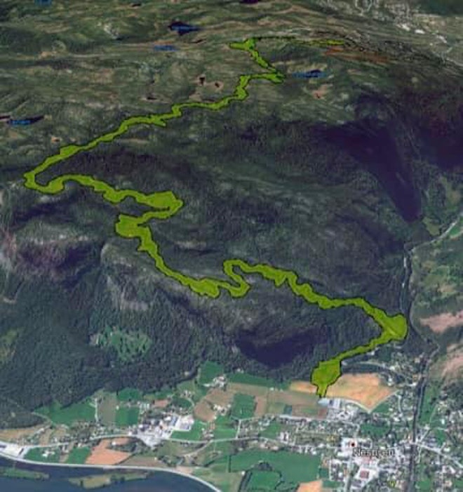 Slik blir traséen til Nesfjella til Sentrum. Illustrasjon Nesfjella til Sentrum