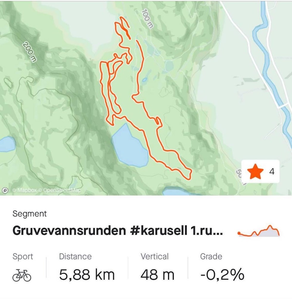 GRUVEVANNSRUNDEN: Kartutsnitt for Gruvevannsrunden. Gruvevannsrunden Alta Fatbike