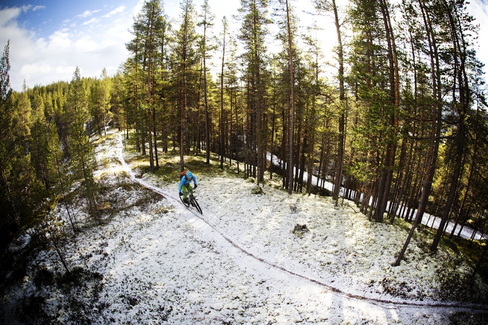 NÅR SOLA KOMMER: Sverre Eckhoff setter fart i Mølmannsdalen. Foto: Kristoffer H. Kippernes sykling røros