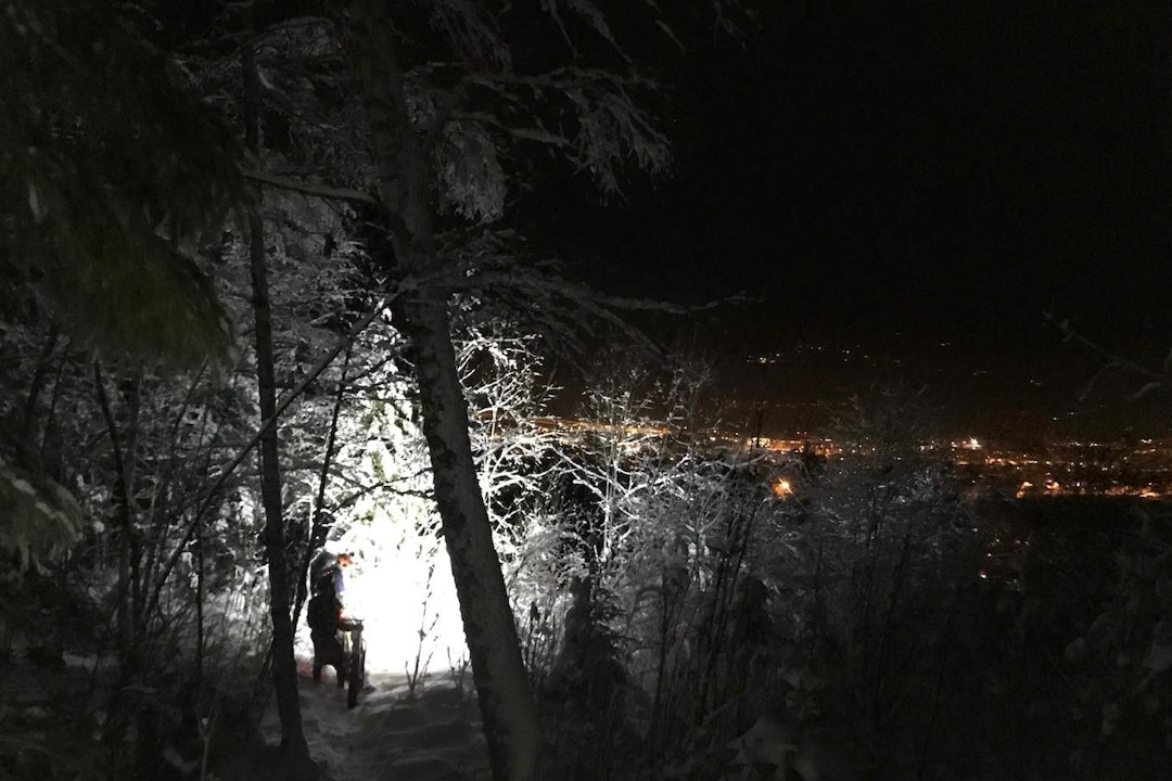 Stemningsfylt i skogen med utsikt over Lillehammer. Foto: Tom Ruud