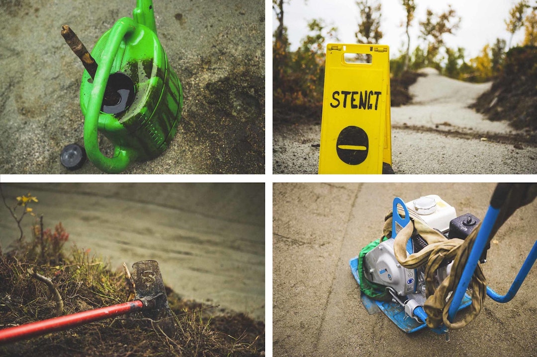 I ARBEID: Stibyggerne jobber for fullt med å få ferdig den nye stien på Geilo. Foto: Kristoffer H. Kippernes ny sti geilo
