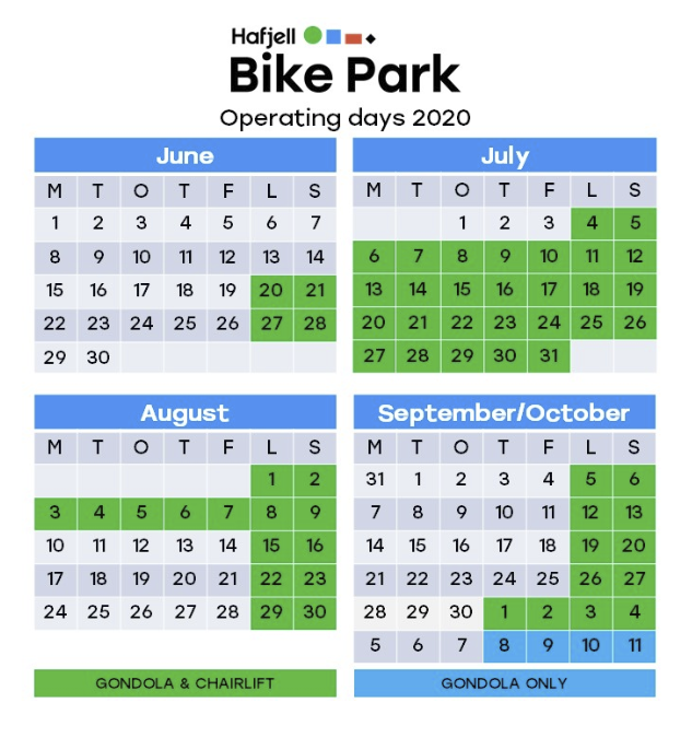 Åpningstider Hafjell Bike Park 2020