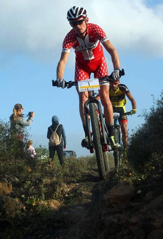 Søren Nissen vant første etappe lørdag, men punkterte søndag og endte på 13 plass. Foto: Arrangøren Søren Nissen stage 2 Lanzarote 2016 - Foto Arrangøren crop