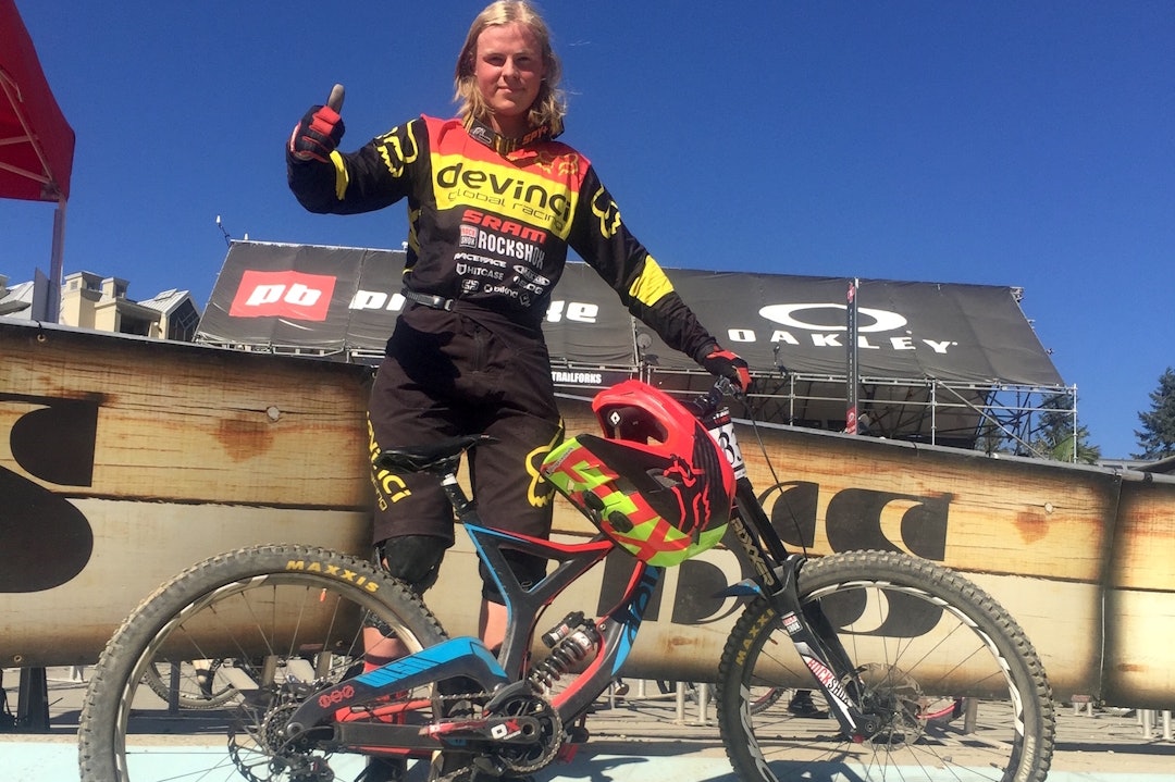 Brage Vestavik kom på 24.plass i VM, men landslagsleder Bjørn Ballangrud vet det er mer å hente. Neste helg kjører han Redbull Hardline i Wales. Her fra Crankworx i Whistler i august. Foto: Linnea Rooke Brage Crankworx Canadian Open 2016 - Linnea Rooke 1400x933