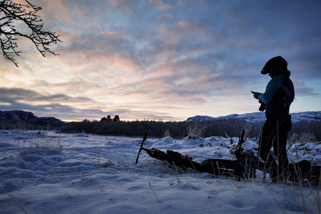 Fra GLØD-løypa. Foto: Ida M. Bøtun Flotte forhold for fatbike i Alta