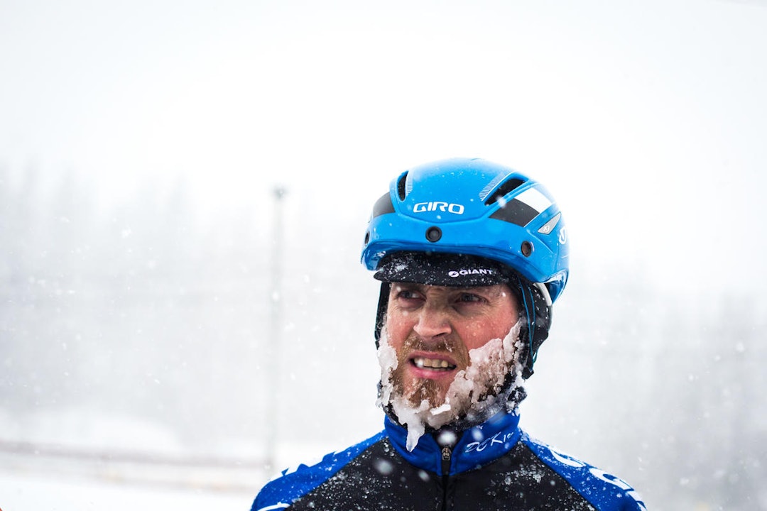SNØMANNEN: Morten Vaeng dro med seg litt ekstra vekt under fatbike-NM på Lygna. (foto: Snorre Veggan) vaeng