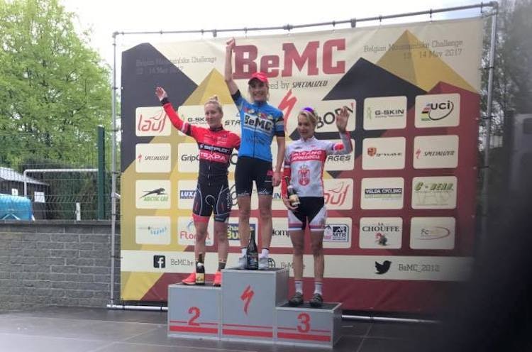 Jeanette Persson vant første etappe i det tre dager lange UCI-rittet BeMC i Belgia. Foto: Privat Kollmann - Jeanette Persson - Crnogorac - BeMC 3-dagers 2017 - Privat