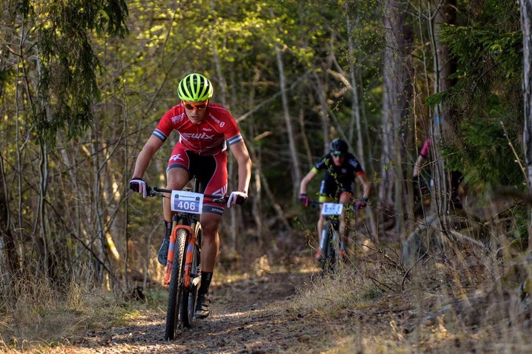 Thomas Engelsgjerd fra Swix Hard Rocx var raskeste mann gjennom den nye løypa i Helgøyatråkket. Foto: Eivind Flensborg Thomas Engelsgjerd - Helgøyatråkket 2017 - Foto Eivind Flensborg 1400x933