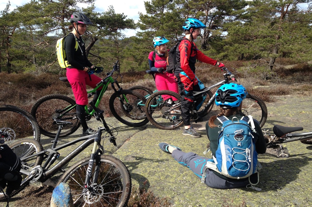 Tid til å nyte turens høyeste punkt. Foto: Ingeborg Scheve elin - henriette - waldemar at the top 1400x933