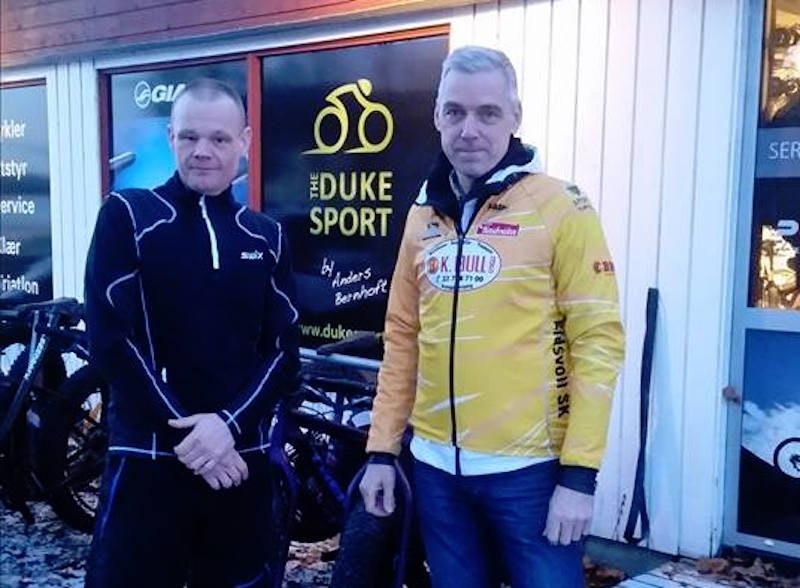 Disse to inviterer til unik fatbikefest i Letohallen 27. februar: Anders Bernhoft (til venstre) i The Duke Sport og Bjørn Erik Nyrud, leder i Eidsvoll SK. Foto: Privat Anders Bernhoft - Bjørn Erik Nyhus - Foto Privat 800x