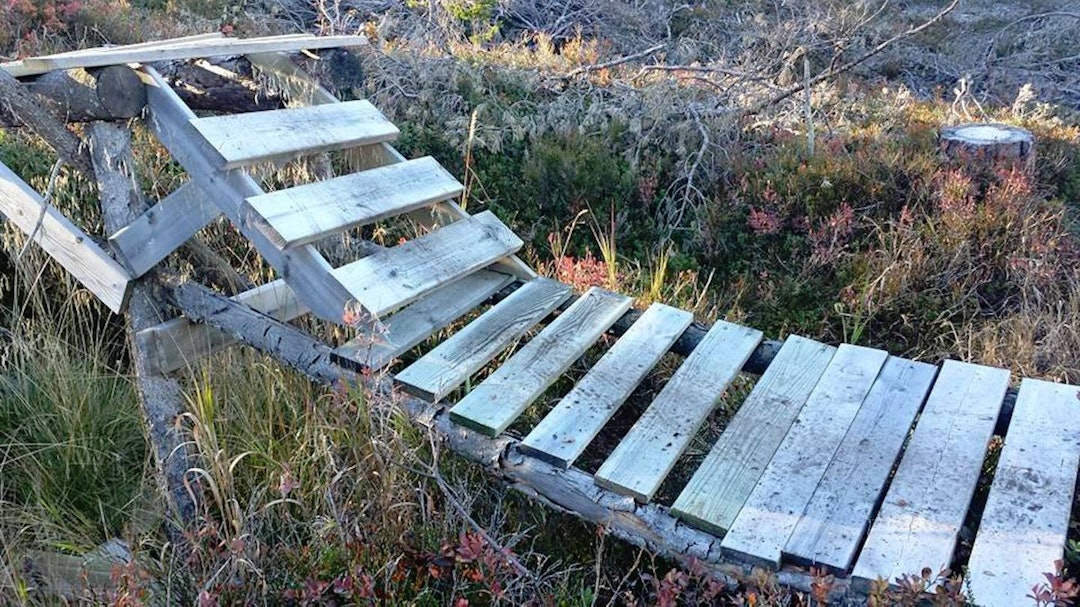 Denne rampen trengte fornyelse og NOTS spurte om assistanse. Neste dag var ny rampe på plass. Foto: NOTS Kongsberg Ødelagt rampe - NOTS Kongsberg