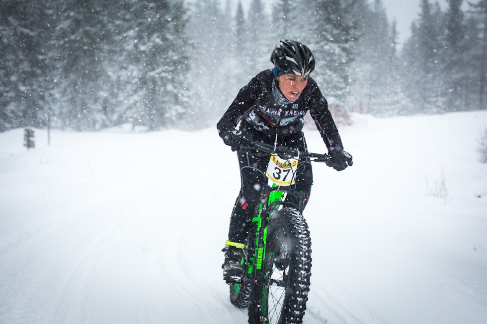 VINNER: Monica Storhaug vant dameklassen i NM. (foto: Snorre Veggan) fatbike-nm-4965a
