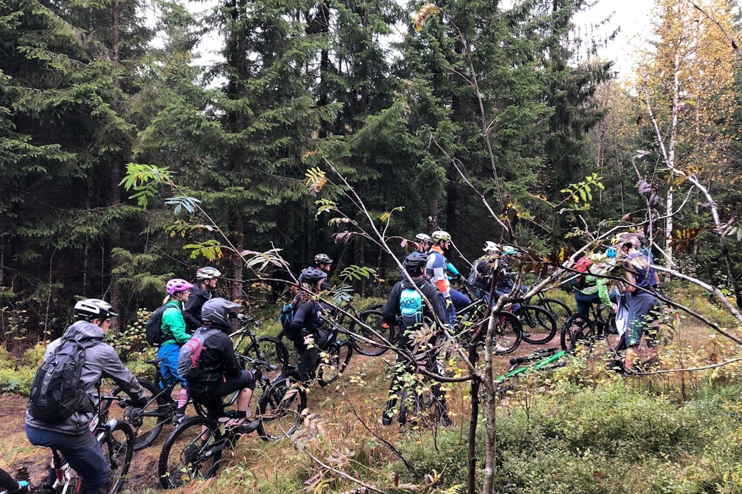 Søndagens GTG-tur i Oslo Enduro-etappene trakk rundt 20 deltakere. Foto: Frode Kaafjord