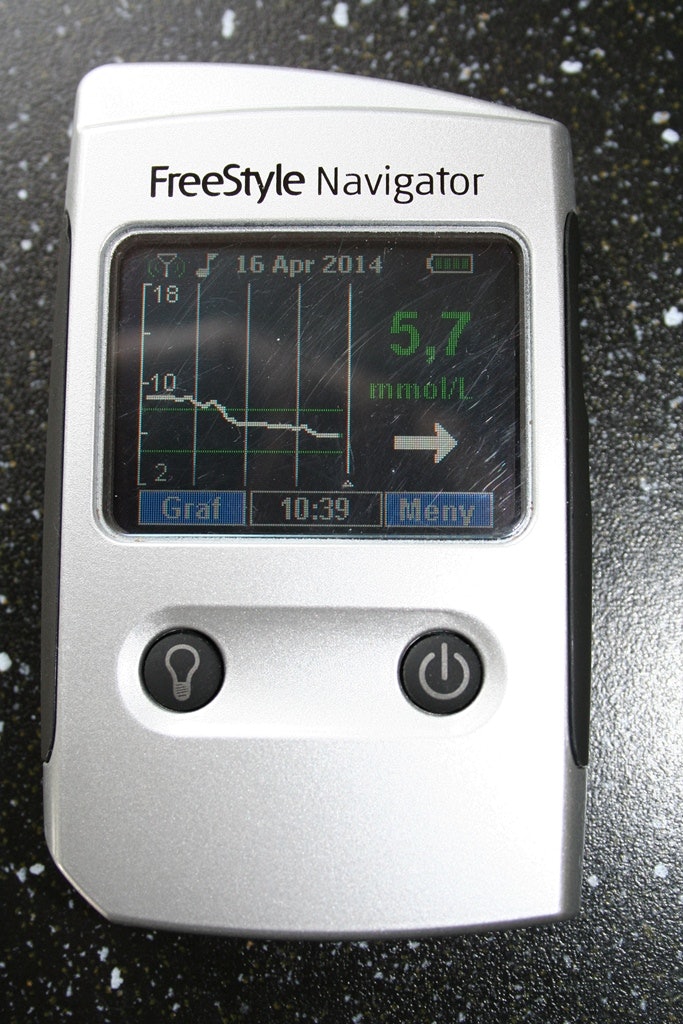 Blodsukkernivået visualiseres med grafer. Her en graf som enhver med diabetes ville vært fornøyd med. 012