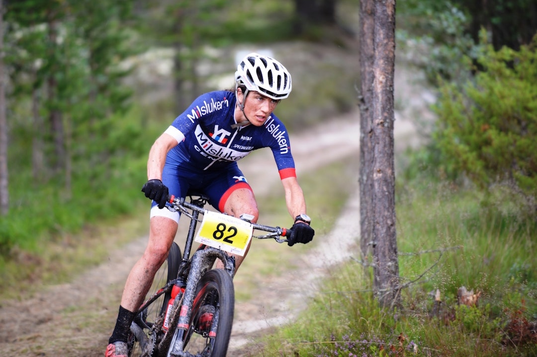 Sunniva Dring fra Team Terrengsykkel 2015 ledet store deler av rittet men tapte gullet på oppløpet. Sunniva Dring - 1400x933