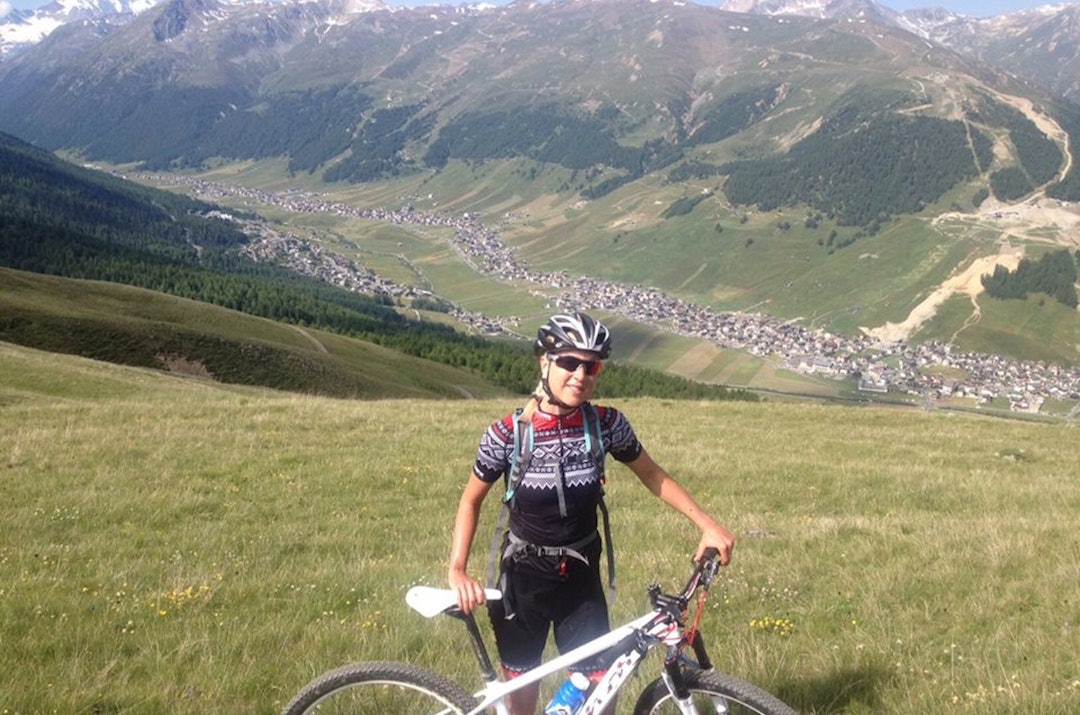 GODE OPPLEVELSER: Lene Byberg har fått med seg mange gode erfaringer i løpet av den 15 år lange aktive karrieren. Her fra Livigno, Italia, i fjor. Foto: Privat Lene Byberg - Livigno 2013 - Foto Privat 1400x924