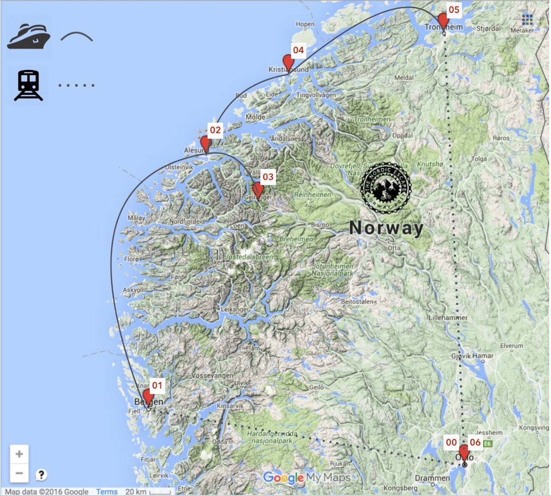 Slik blir ruta for The Nordic Escape 2017. The Nordic Escape 2017 1200x1080