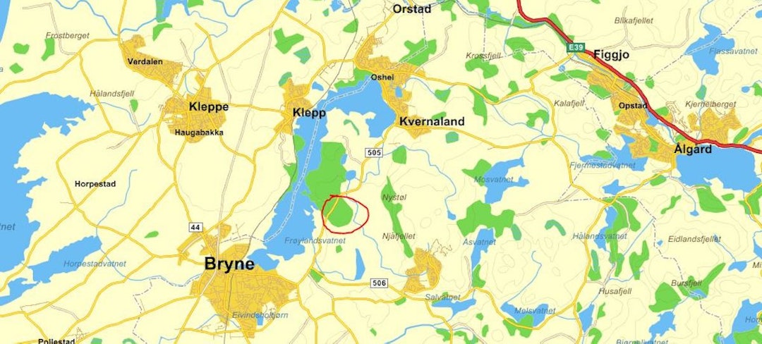 Her ligger Njå Bike Park. Illustrasjon: Bjørn Kjetil Aanensen Kart Njå Bike Park - Illustrasjon Bjørn Kjetil Aanensen 1200x500