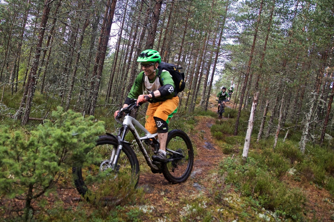 NOTS-guidene viser vei. Foto: Bjørn Enoksen GTG Gulljakt i Østmarka Oct 2017 Singletrack - Bjørn Enoksen 1400x933