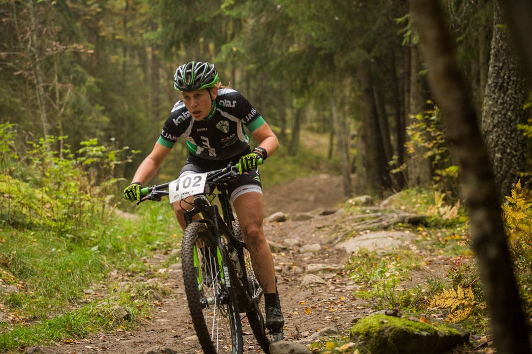 VANT: Kajsa Snihs fra den svenske klubben IK Jarl holdt de andre damene bak seg i Østmarka. (foto: Snorre Veggan) norgescup-5753a