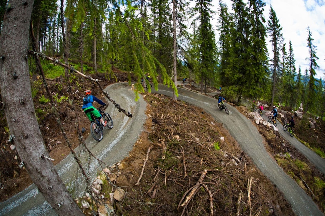 SERPENTINERE: Magic Moose slynger seg nedover lia med mange 180-graders svinger. (foto: Snorre Veggan) utflukt2016-7516a