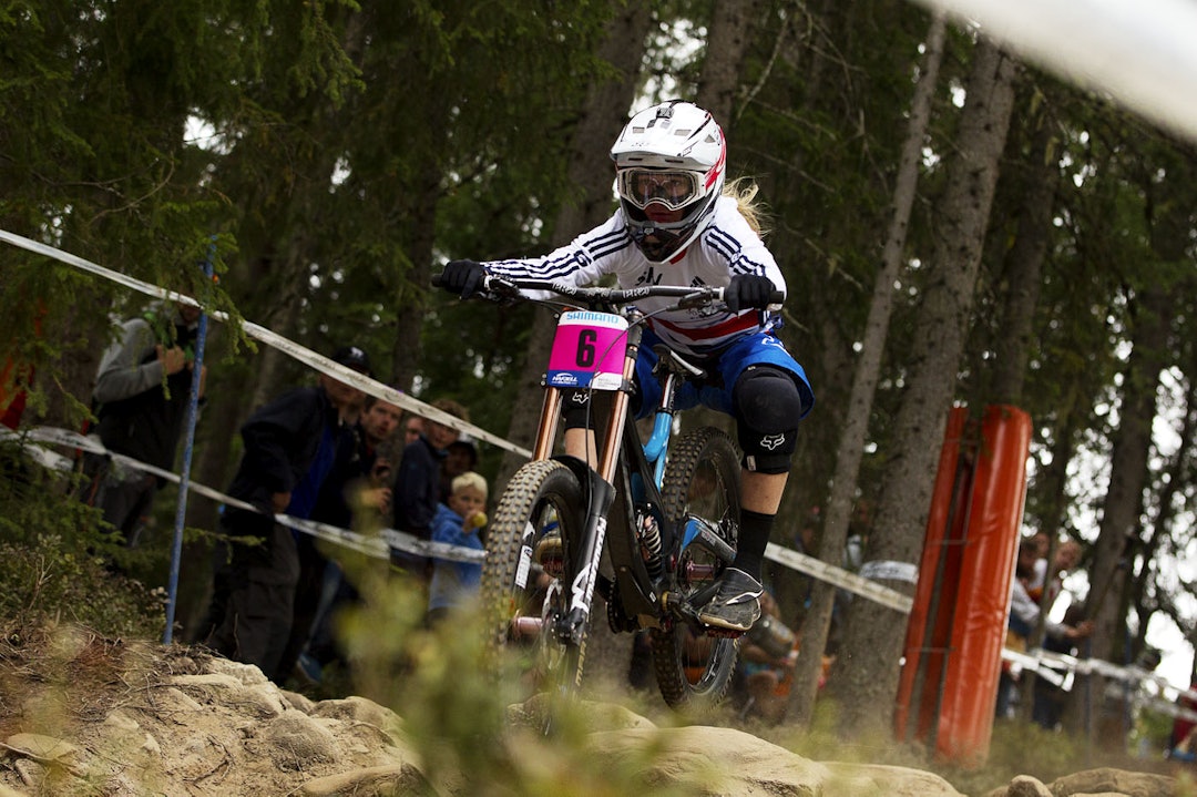 TREDJEPLASS: Tahnee Seagrave lå som nummer tre hele veien og sikret VM-bronse med jevn kjøring. (foto: Kristoffer H. Kippernes) _KHK8897