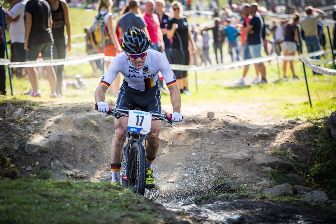 DEN BITRE FJERDEPLASSEN: Tyske Moritz Milatz ble nummer fire, kun fem sekunder bak italienske Marco Aurelio Fontana. (foto: Snorre Veggan) terrengVM-3743a