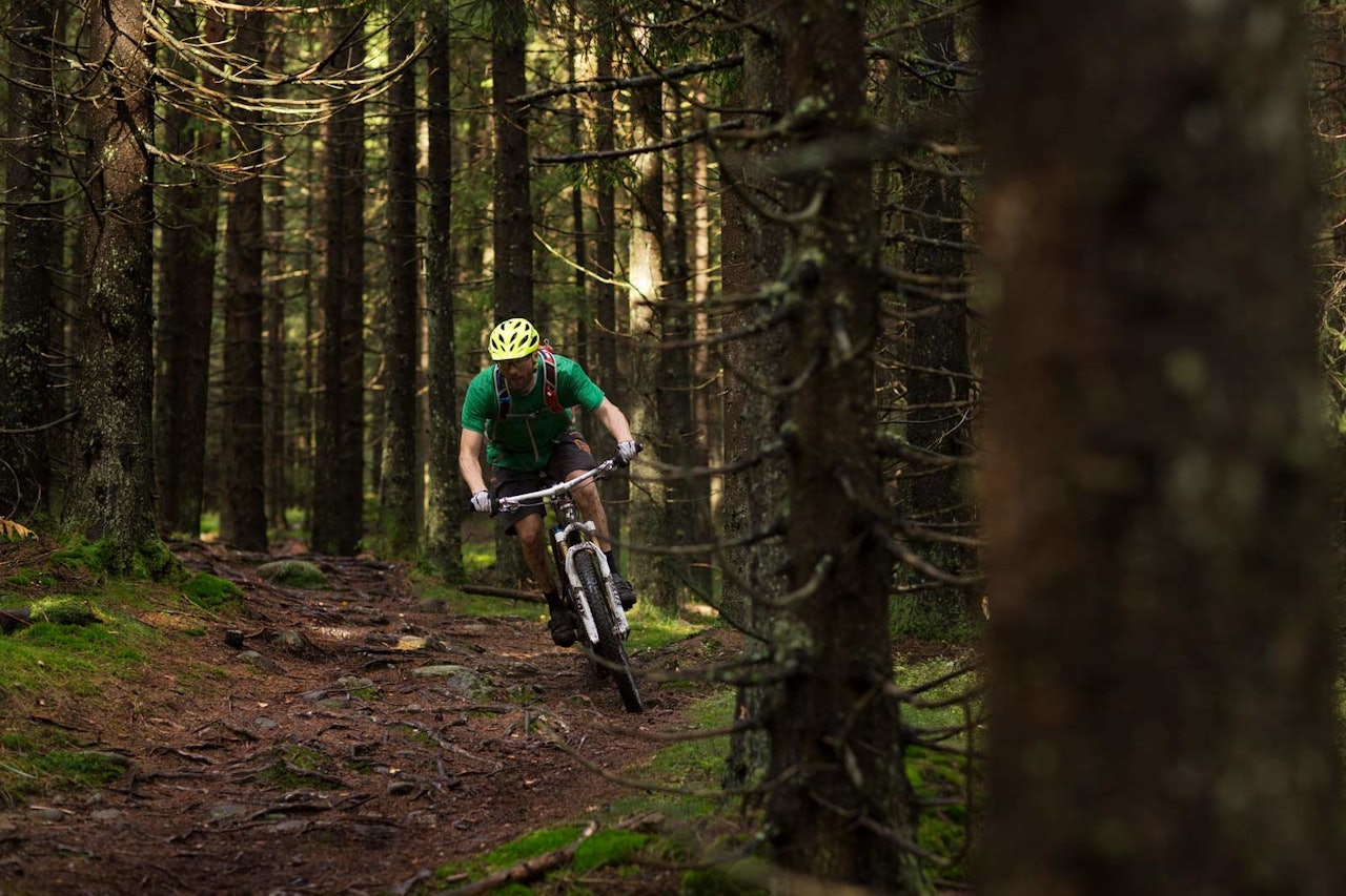 Stien ned fra Fagervann er en av de morsomste utforkjøringene i hele Oslomarka. Stikkordet er flyt. / Stisykling i Norge. Stien ned fra Fagervann er en av de morsomste utforkjøringene i hele Oslomarka. Stikkordet er flyt. / Stisykling i Norge.