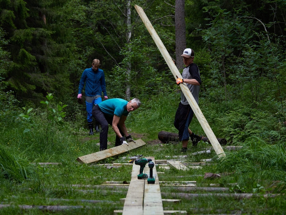 BÆREKRAFTIG: Sammen med NOTS og SK Rye ble det lagd klopper for å forsterke stien som går over myra på Monsetangen. Foto: Kenneth Myhre stibygging i Oslo