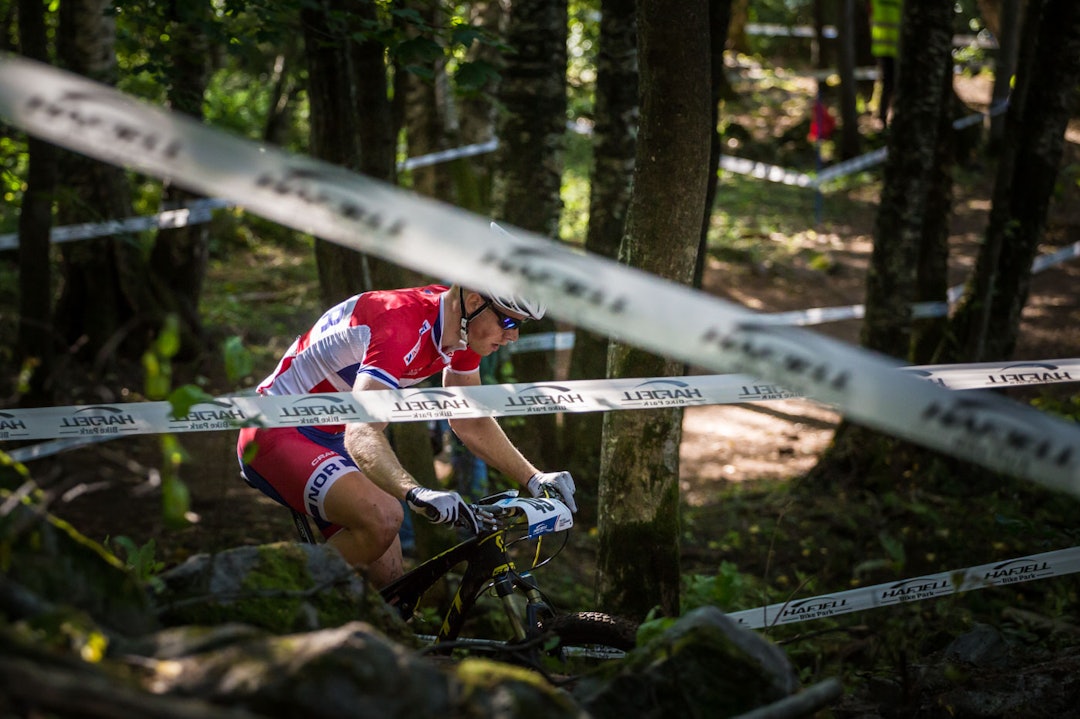 SIKK SAKK: Ole Hem i et av traseens svingete partier. (foto: Snorre Veggan) terrengVM-1550a