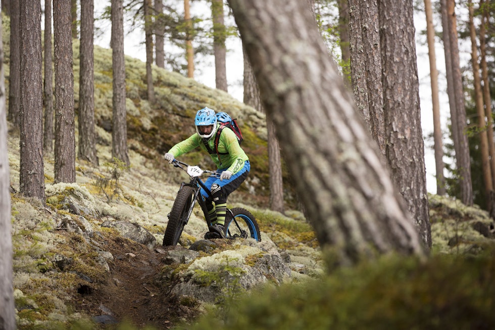 DAGENS ENESTE: På fatbike. Rickard Sundell forserte likevel løypene med bra fart. _IPP6867