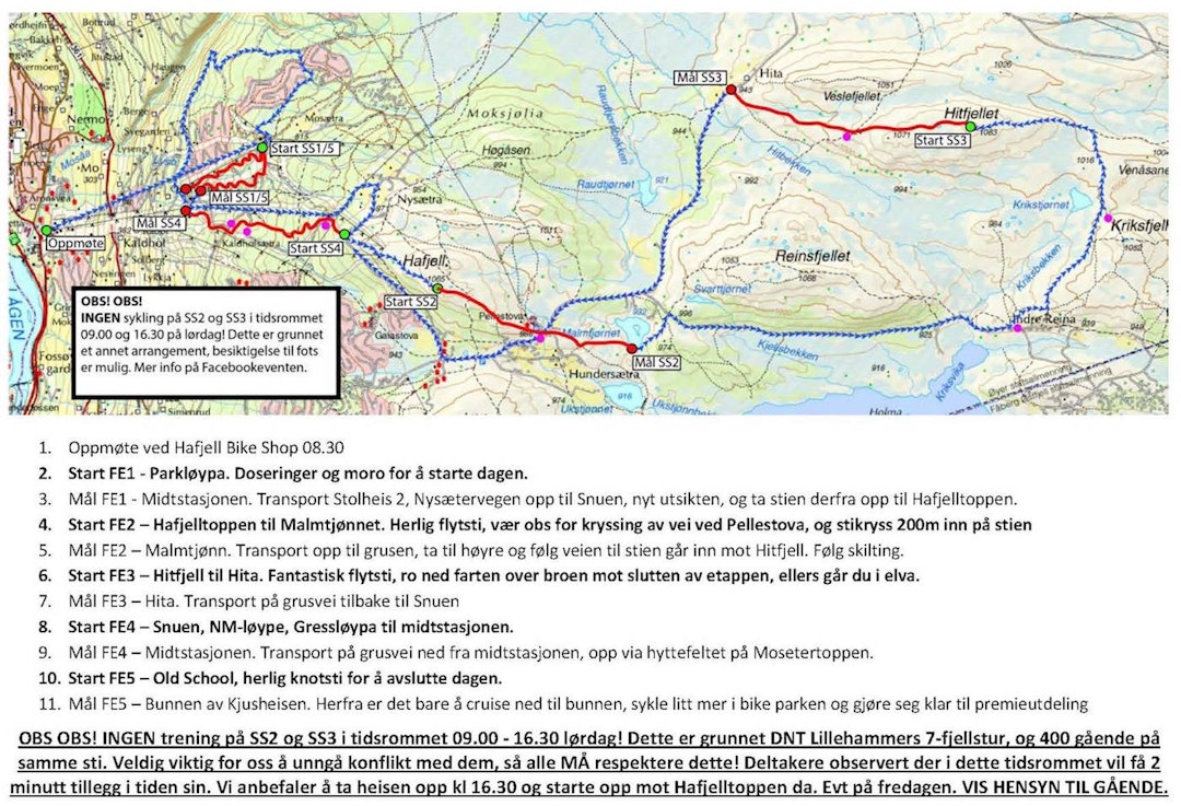 Hafjell Enduro 2017 kart og etapper Løypebeskrivelse Hafjell Enduro 2017 full text 1400x