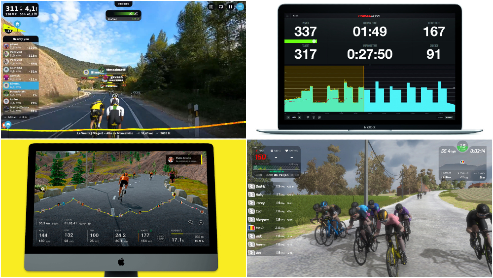 LEI ZWIFT? Det finnes en god del alternativer til Zwift, som er verdt å teste ut. Foto: Bkool, Rouvy, RGT og TrainerRoad