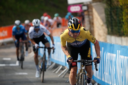 STERKT FORSØK: Primoz Roglic dro til med 350 meter til mål i Flèche Wallonne. Foto: Cor Vos